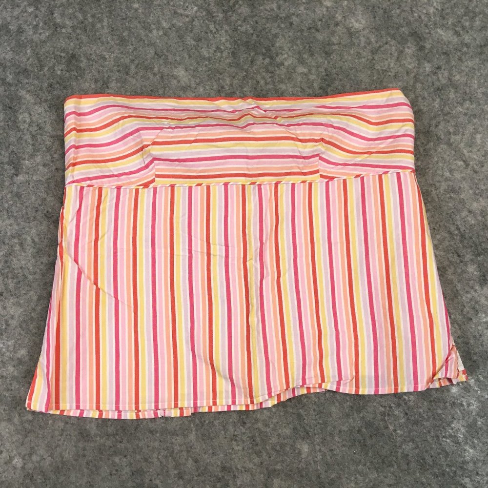 J Crew Top 12 Retro Vintage Sleeveless Strapless Striped Preppy Lined Pink